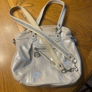 Free with $50 Purchase  Poppy Silver Leather & Canvas 65th Ann. Crossbody